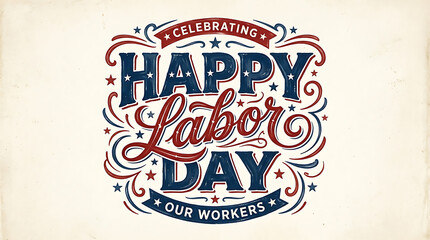 Obraz premium Festive Labor Day celebration design emphasizing appreciation for workers with patriotic and decorative elements