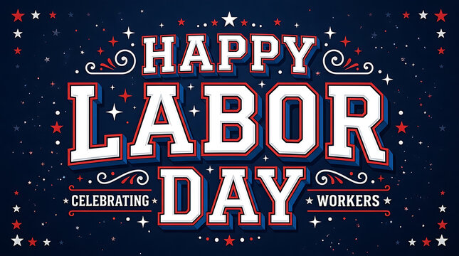 festive and vibrant labor day celebration banner with patriotic colors and stars for worker appreciation and holiday event design