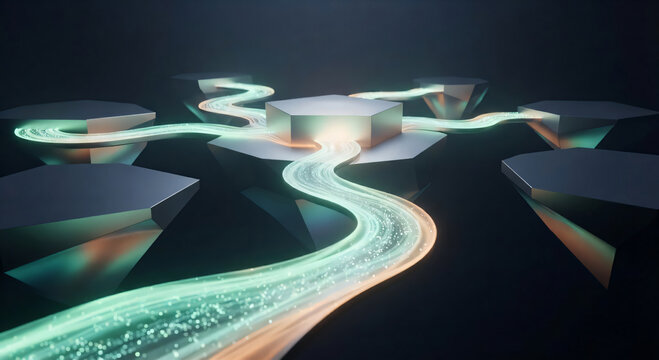ネオ・テラ・フロー：光の川が巡る浮遊の大地 / Neo-Terra Flow: The Floating Lands Where Rivers of Light Flow
