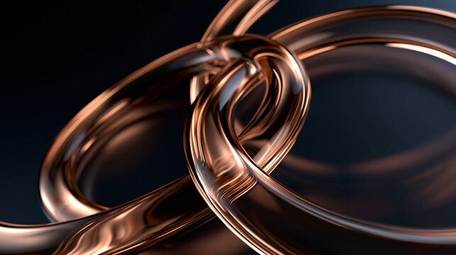 Abstract Interlocking Metallic Rings Symbolizing Partnership and Connection