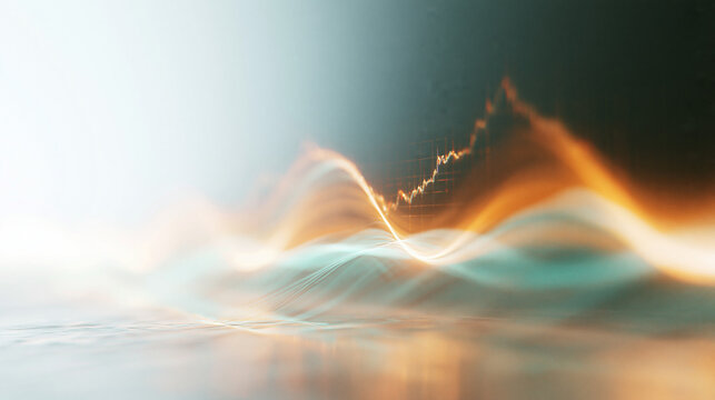 Abstract Financial Growth Chart with Glowing Data Waves