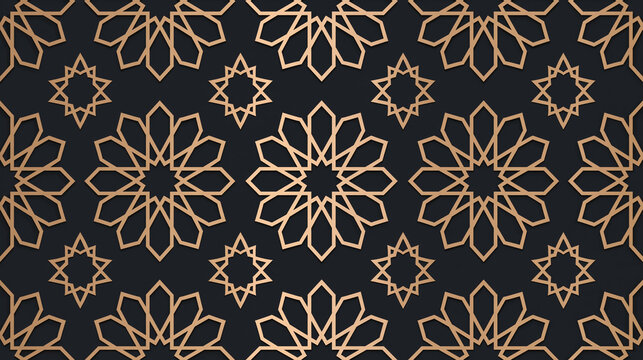Luxury Islamic Arabesque Geometric Pattern on Dark Background