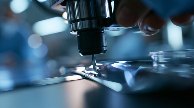 CNC Milling Machine Engraving Metal Part in High Tech Factory