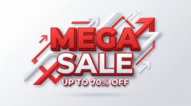 Mega SALE Typography Banner with Bold Red and White Retail Discount Design