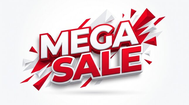 Mega SALE Typography Banner with Bold Red and White Retail Discount Design
