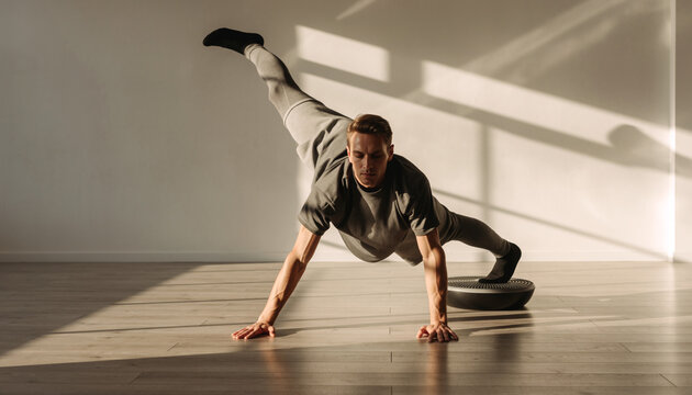 Man Doing Balance Core Workout