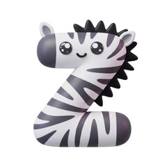Naklejka premium Zebra letter Z smiling with joy and excitement, perfect for educational purposes and children decor