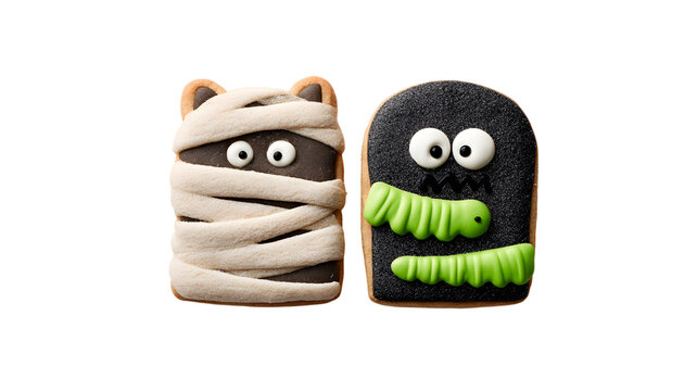 Mummy and monster Halloween cookies for party
