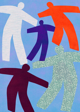 Colorful people abstract drawing 