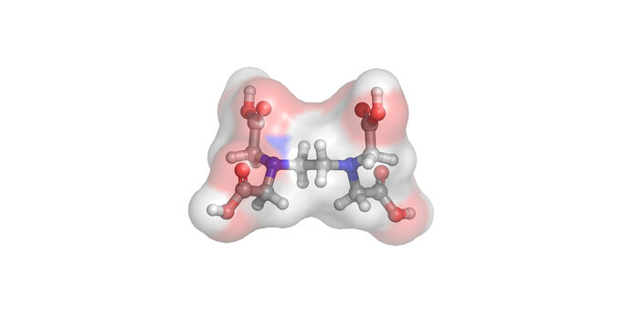EDTA (ethylenediaminetetraacetic acid), chelating agent used to bind metal ions, 3D molecule 4K