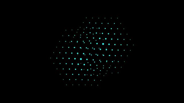 Abstract cyan halftone dot pattern animation, pulsing geometric motion background, dots