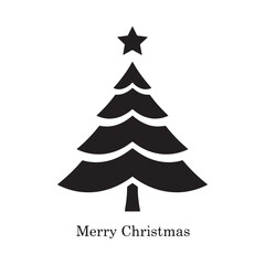 Obraz premium Black silhouette of a christmas tree with a star on top silhouette