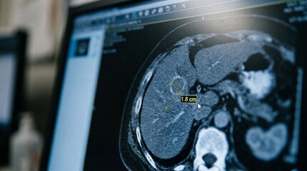 Fototapeta premium Measurement Tool Marking a Region of Interest on a Diagnostic PACS Scan Image