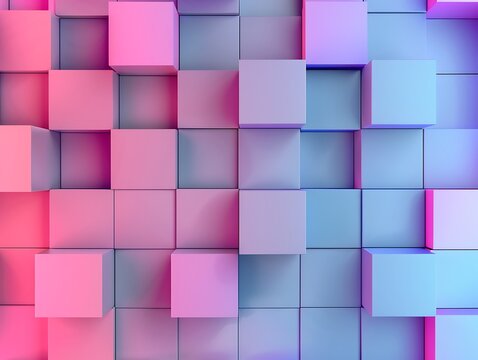 Colorful 3d Cube Wall Abstract Composition