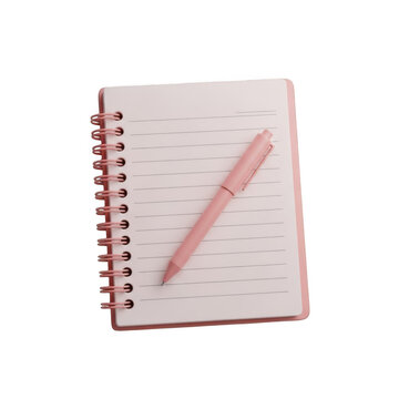 Pink spiral notebook with red pen