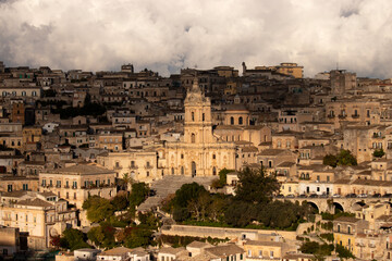 Fototapeta premium Modica, Italy; 1st August 2026: The Cathedral of San Giorgio, an icon of Sicilian Baroque in the Val di Noto on the island of Sicily.