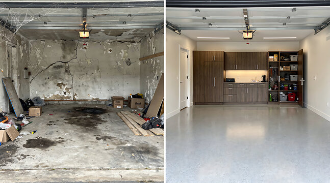 Transformation of a Dilapidated Garage into a Modern and Stylish Home Office Space