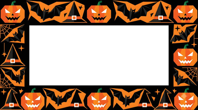 Halloween Decorative Border Collection with Spooky Autumn Frame and Copy Space. Halloween Border. Halloween Background
