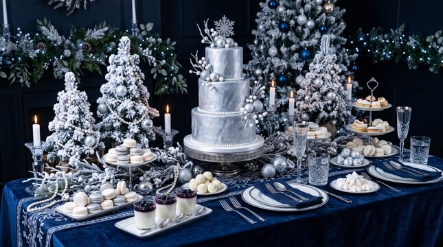 christmas dessert table setup