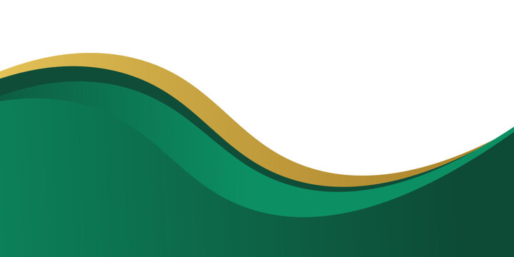Vibrant green and gold abstract background with curved wave patterns