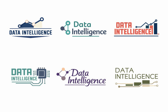 Data intelligence logos collection illustrating technology, analytics, and big data visualization concepts for business insights