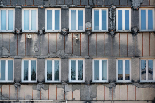 Weathered facade of a building in Ljubljana, Slovenia
