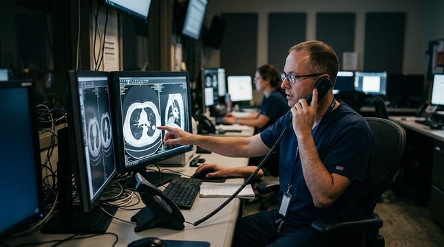 Radiologist Consulting with an Emergency Department Physician Urgently by Phone About a Critical Scan Finding