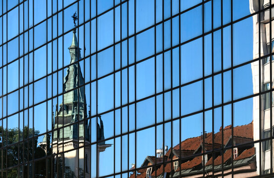 Reflection of buildings in Ljubljana, Slovenia