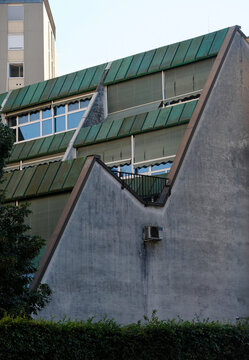 Residential building in brutalist style in Ljubljana, Slovenia
