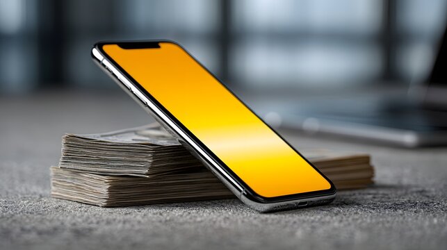 Smart phone screen glows orange