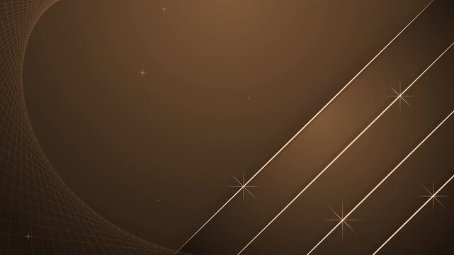 Background with gold diagonal lines shape animation, Elegant dark background with diagonal gold lines and subtle star-like sparkles