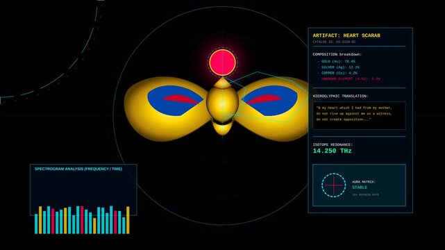 Futuristic Digital Heart Scarab Artifact Science Fiction Interface Display Concept Animation