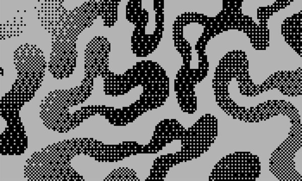 Grunge pixeled bitmap vector background. Gradient organic shapes
