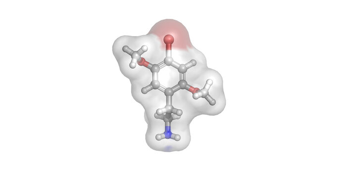 2C-B (4-Bromo-2,5-dimethoxyphenethylamine), synthetic psychedelic phenethylamine and serotonin 5-HT2 receptor agonist, 3D molecule 4K