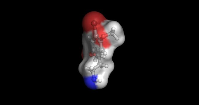 2C-B (4-Bromo-2,5-dimethoxyphenethylamine), synthetic psychedelic phenethylamine and serotonin 5-HT2 receptor agonist, 3D molecule spinning, 4K