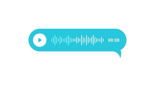 Voice Message Chat Bubble with Audio Waveform Animation on White Background