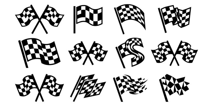 Black and white checkered racing flags collection 5.