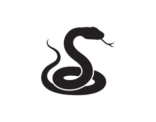 Fototapeta premium Black silhouette of a coiled snake with a forked tongue