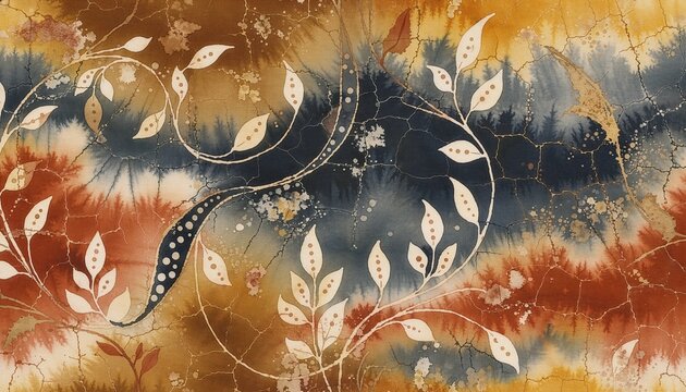 Handmade wax-resist batik texture with weathered pigments