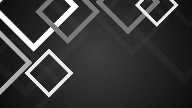 Abstract background with overlapping square frames and diamond shapes animation