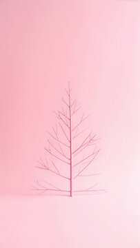 Bare Pink Christmas Tree Without Needles Vertical Minimal