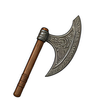Ancient Engraved Battle Axe Vintage Weapon Vector