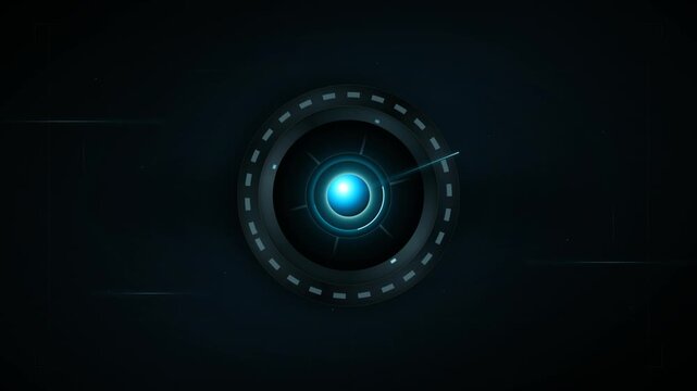 Cybernetic AI Core and Futuristic HUD Lens Animation, Sci-Fi Mechanical Aperture Radar Scanning Motion Graphic Loop