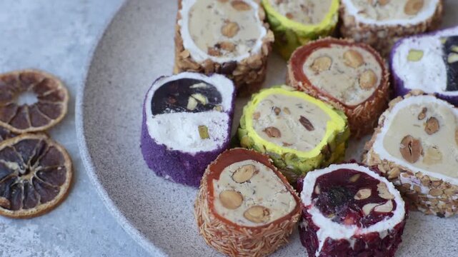 Turkish delight or lokum is a traditional Eastern sweet made with nuts. Turkish delight, lokum