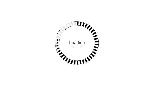 Minimal circular loading indicator and the word loading animation, Waiting progress and system startup