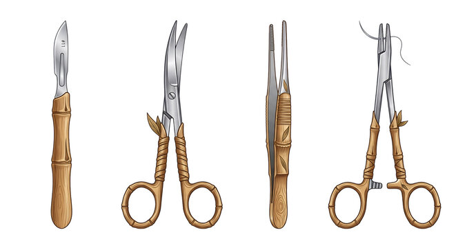 Collection of surgical instruments including scalpels, scissors, forceps, and needle holders, essential tools for medical procedures