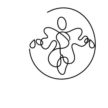 Abstract figure in circle, continuous line art