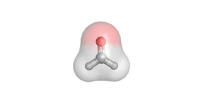Formaldehyde (methanal), simplest reactive aldehyde used as an industrial chemical, disinfectant, and biological tissue fixative, 3D molecule 4K