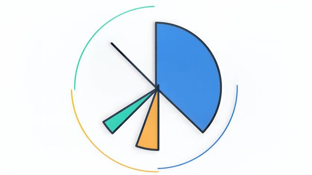 Abstract geometric shape with blue sector and radial lines