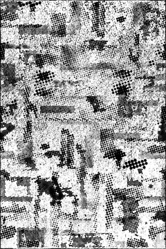 Glitch distorted grungy overlay grange texture. Textured and glitched technology background. Screen print effect .Vector overlay background with a halftone dots screen print texture.
